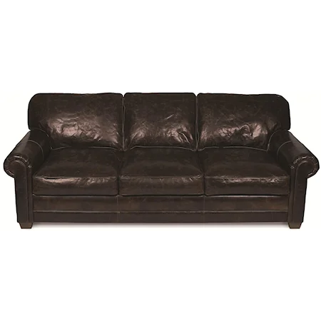 Transitional Leather Stationary Sofa